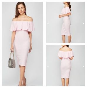 Ruffle Off Shoulder Midi Dress